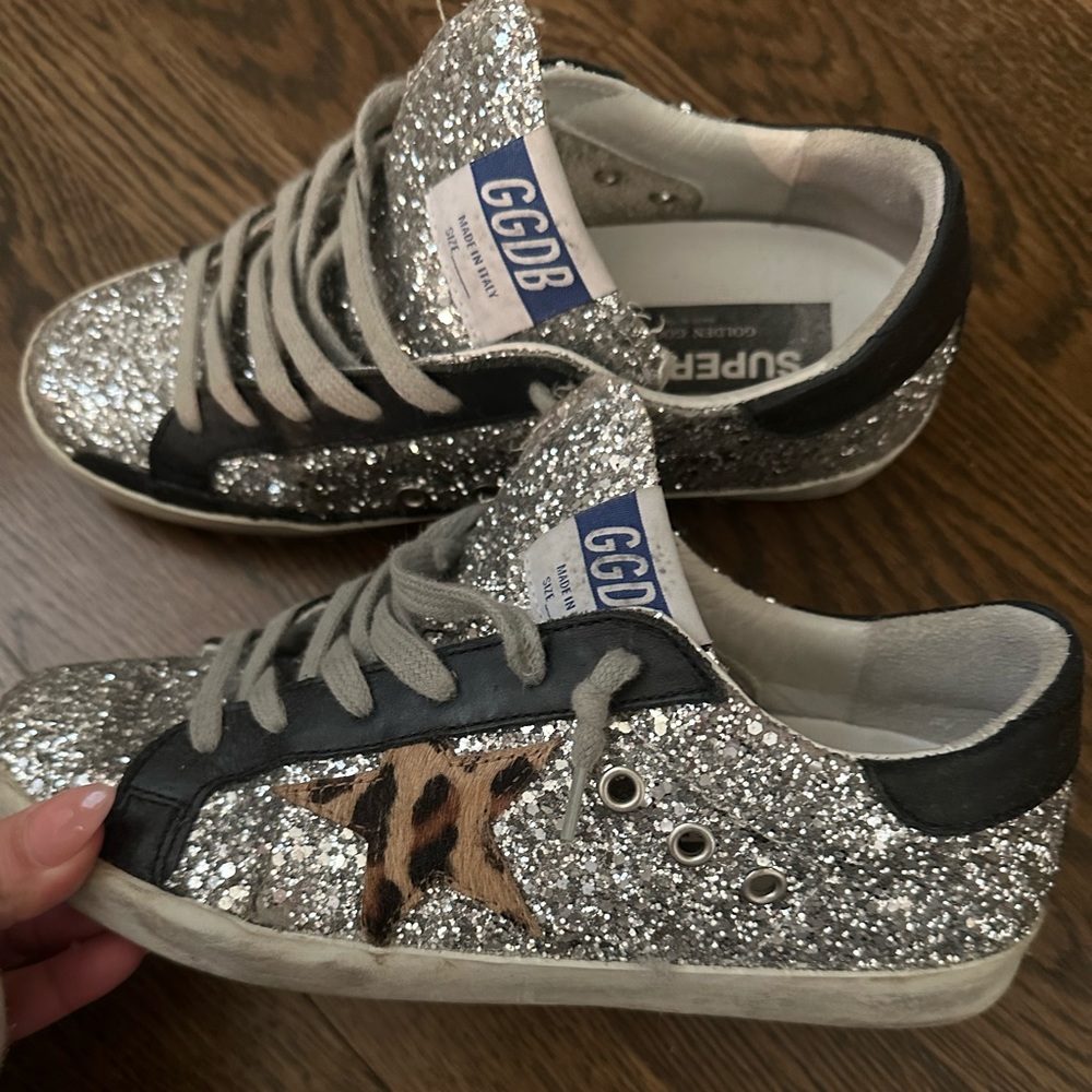 Silver glitter golden goose